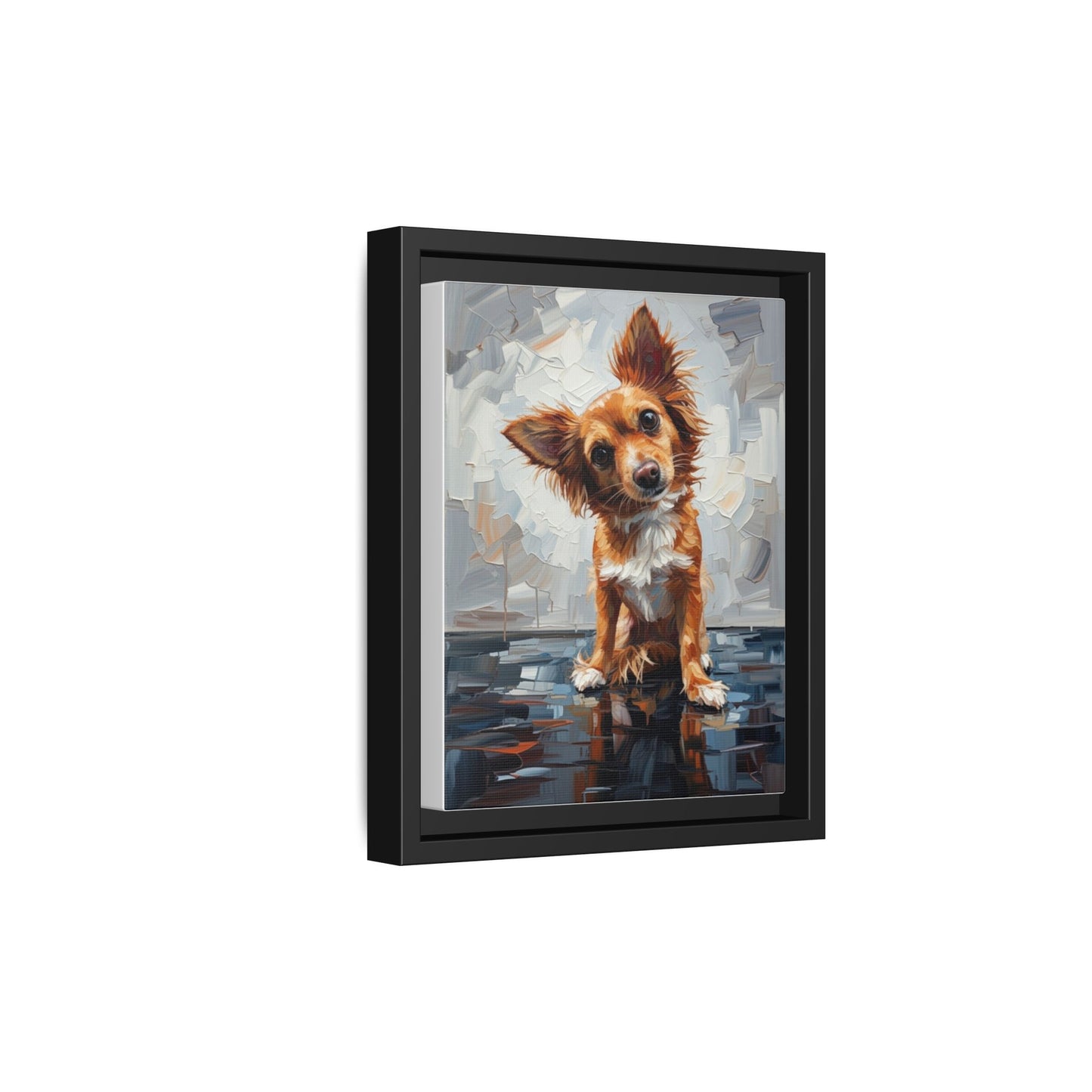 Framed Matte Canvas Print — Playful Brown Dog Portrait