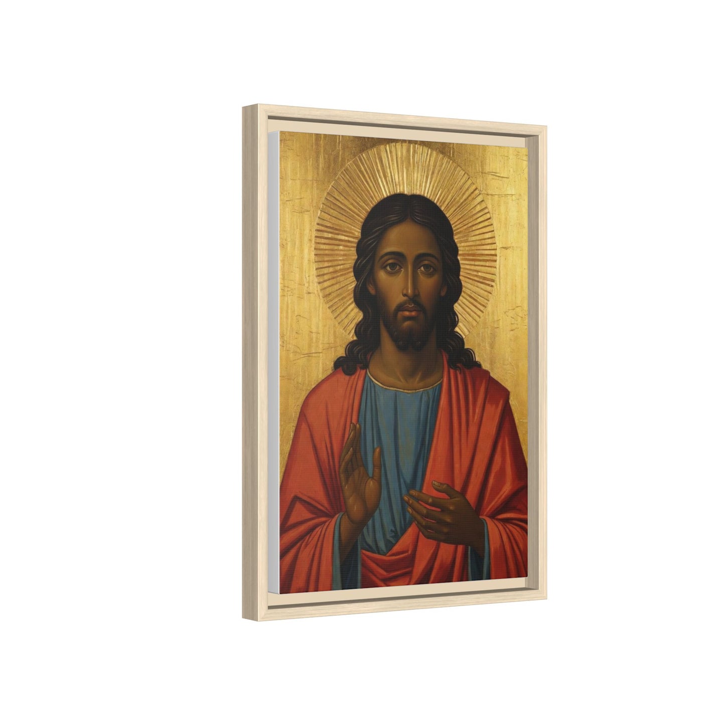 Framed Orthodox Christ Icon Matte Canvas — Religious Wall Art for Home, Church, or Prayer Corner