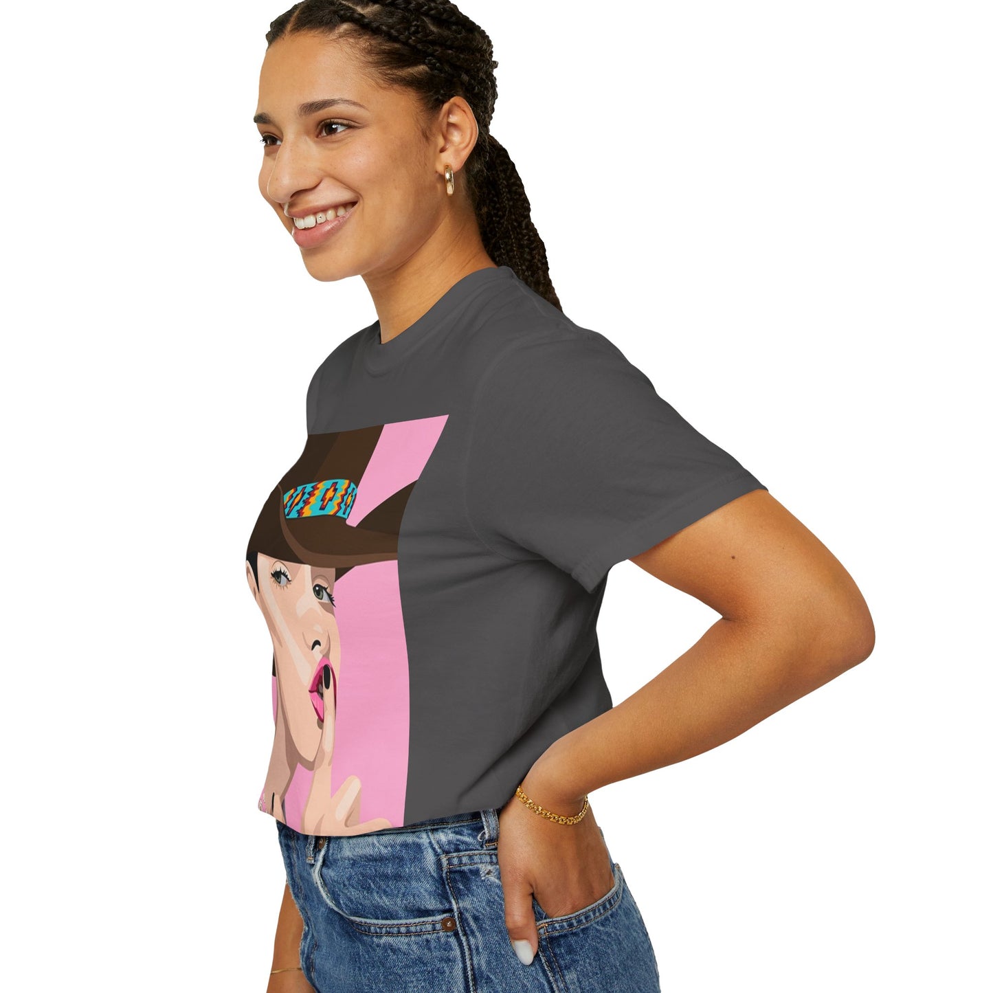 Cowgirl Pop Art T-Shirt — Pink 'Shh' Graphic Tee