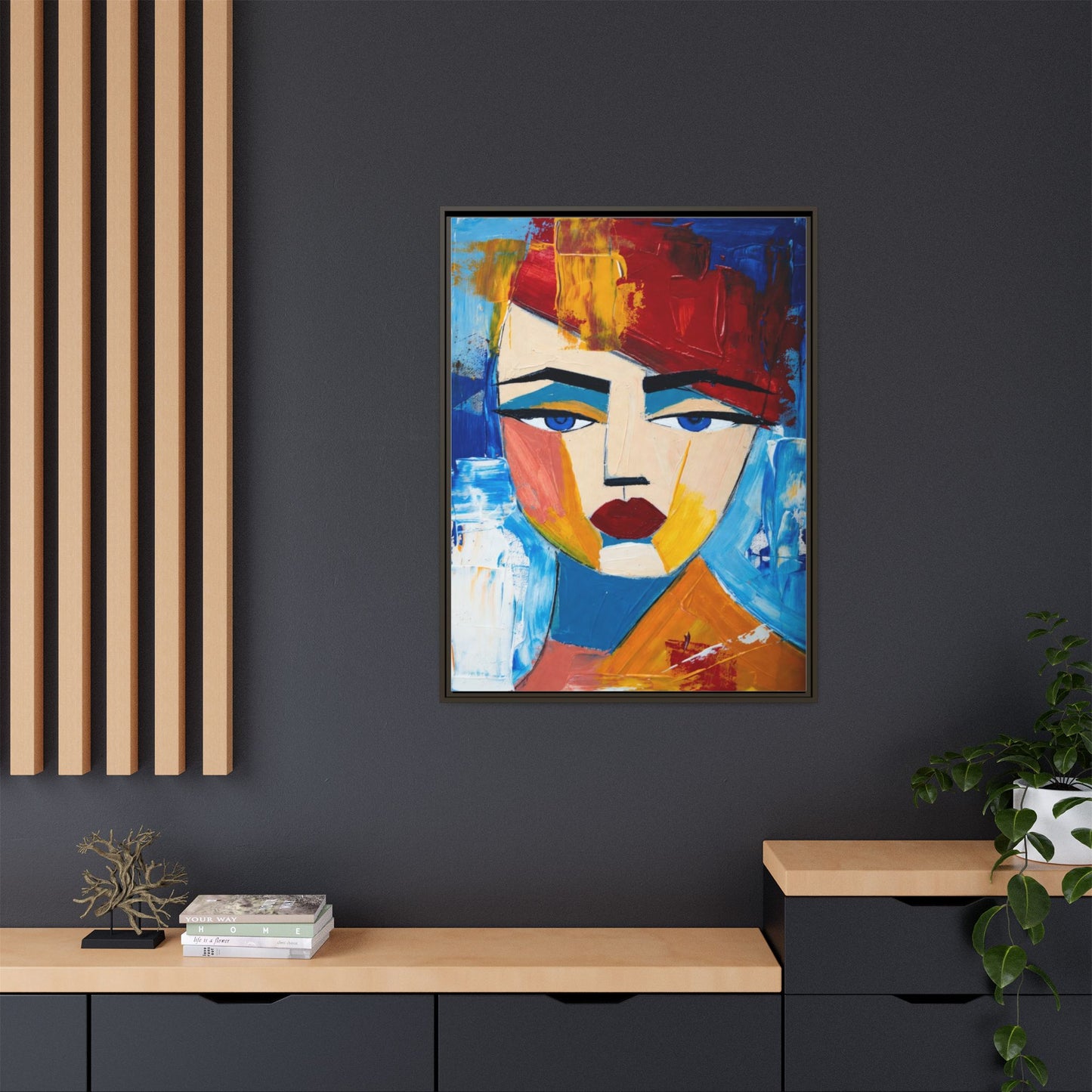 Abstract Colorful Portrait Framed Canvas Art