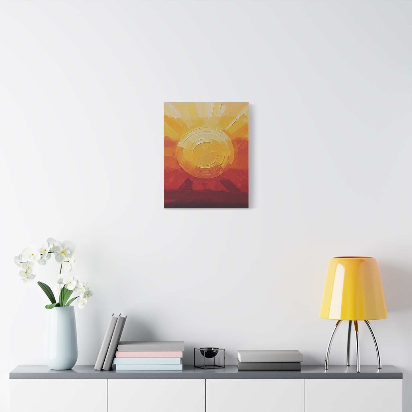 Abstract Sunrise Canvas Wall Art — Warm Sunrise Texture Matte Stretched Canvas