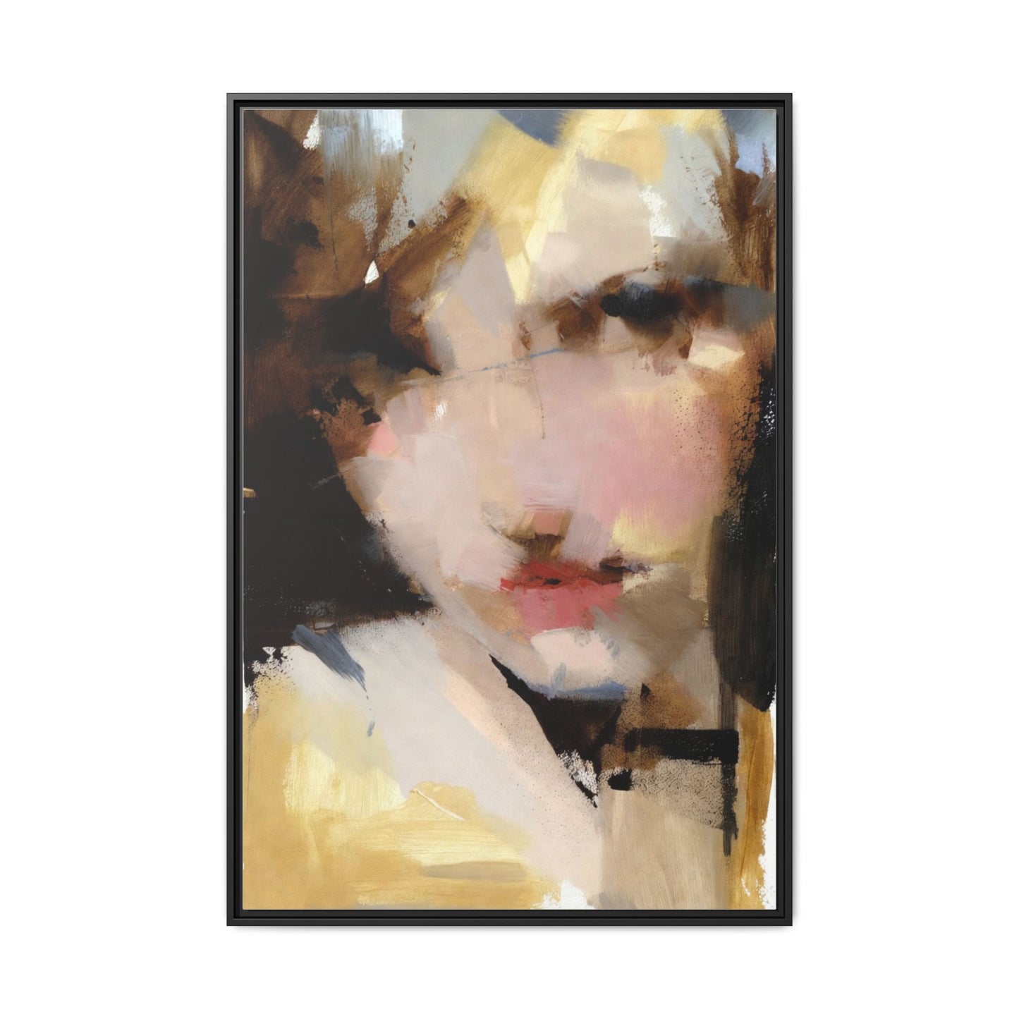 Abstract Portrait Matte Canvas Framed Print — Modern Feminine Wall Art