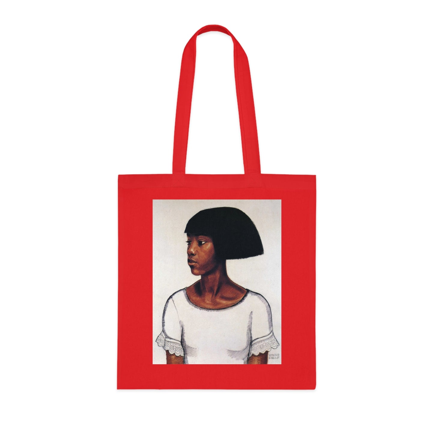 Portrait Cotton Tote Bag — Artistic Black Woman Illustration