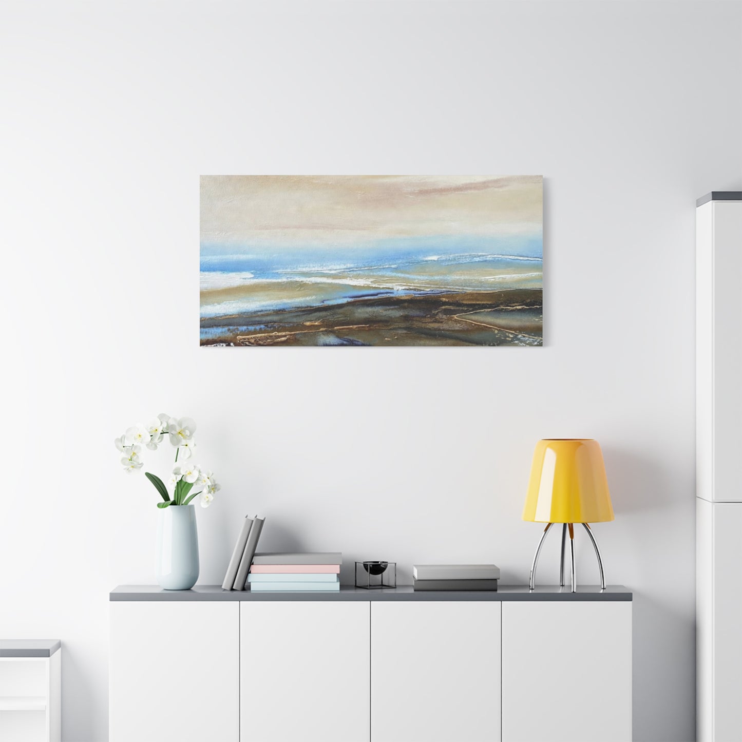 Coastal Abstract Matte Canvas Wall Art — Serene Ocean Horizon Stretch