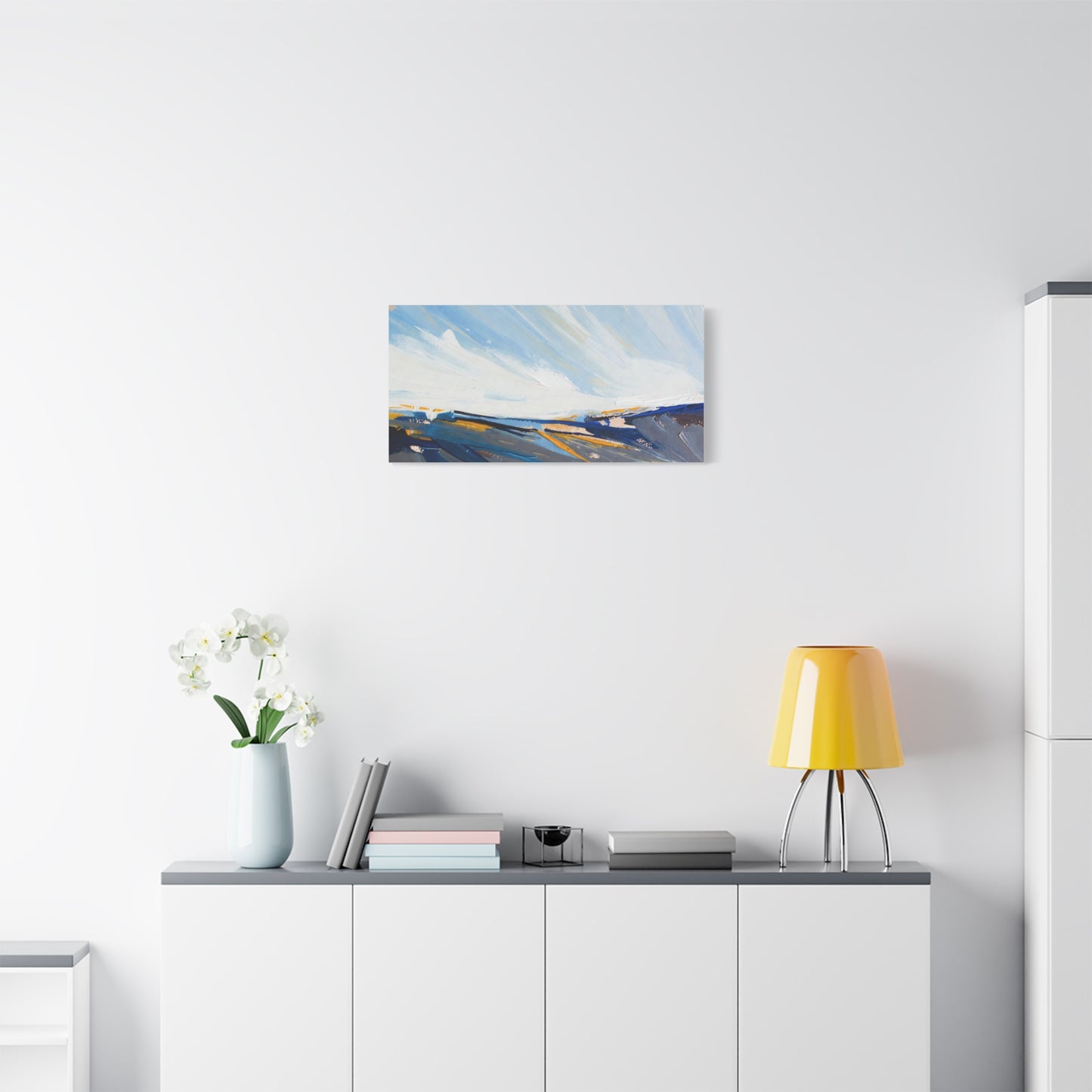 Abstract Coastal Landscape Canvas Print — Blue Sky Seascape Wall Art