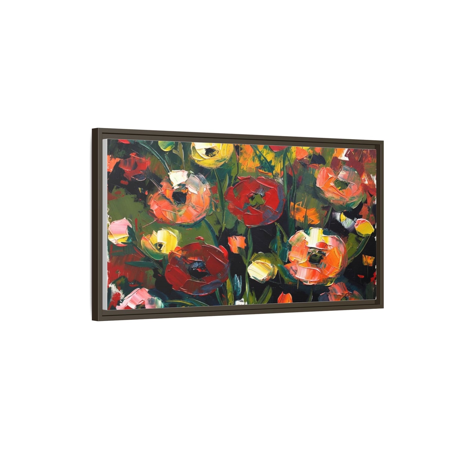 Framed Floral Canvas Print — Vibrant Abstract Poppies Wall Art