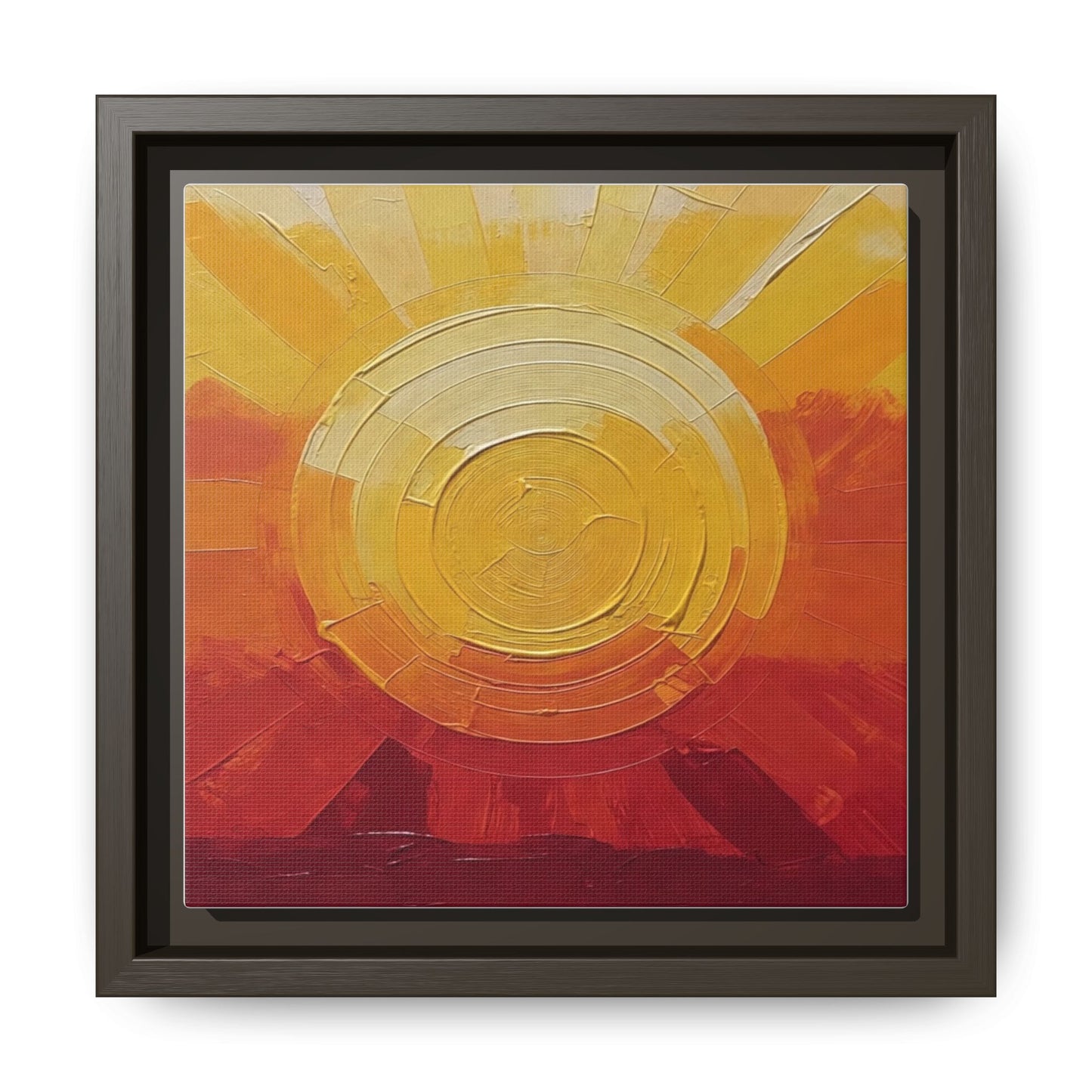 Sunburst Abstract Framed Canvas Art — Matte Multi‑Color Wall Print