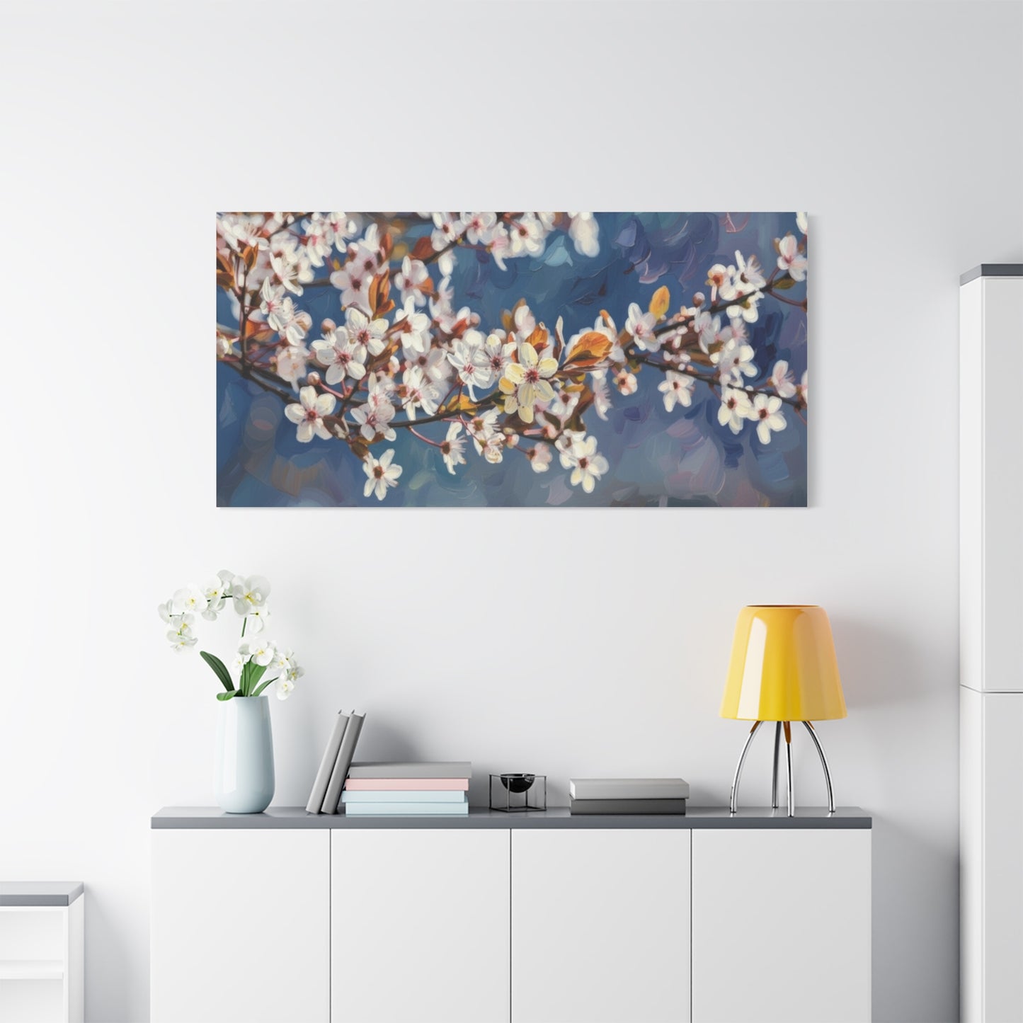 Cherry Blossom Branch Matte Canvas Wall Art — Spring Floral Print