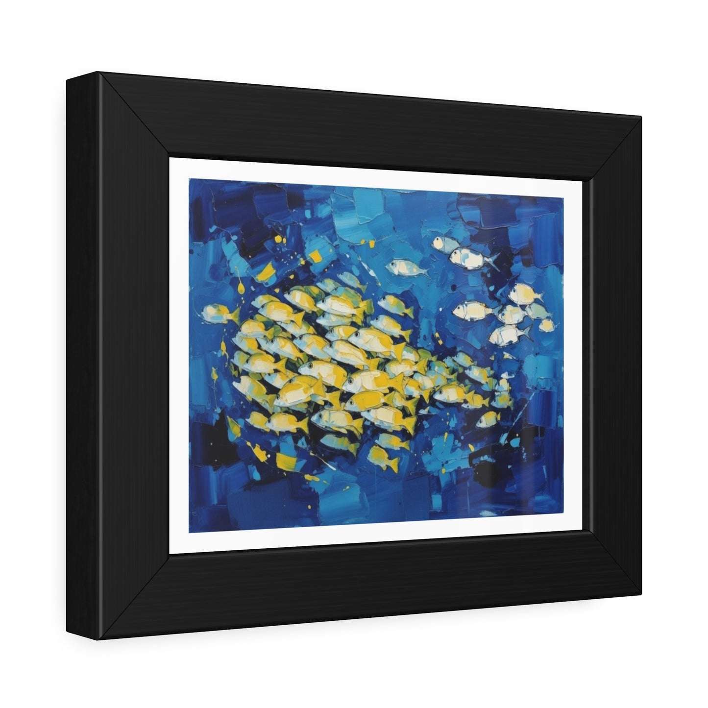 Framed Fish Poster — Blue School of Fish Nautical Wall Art Print
