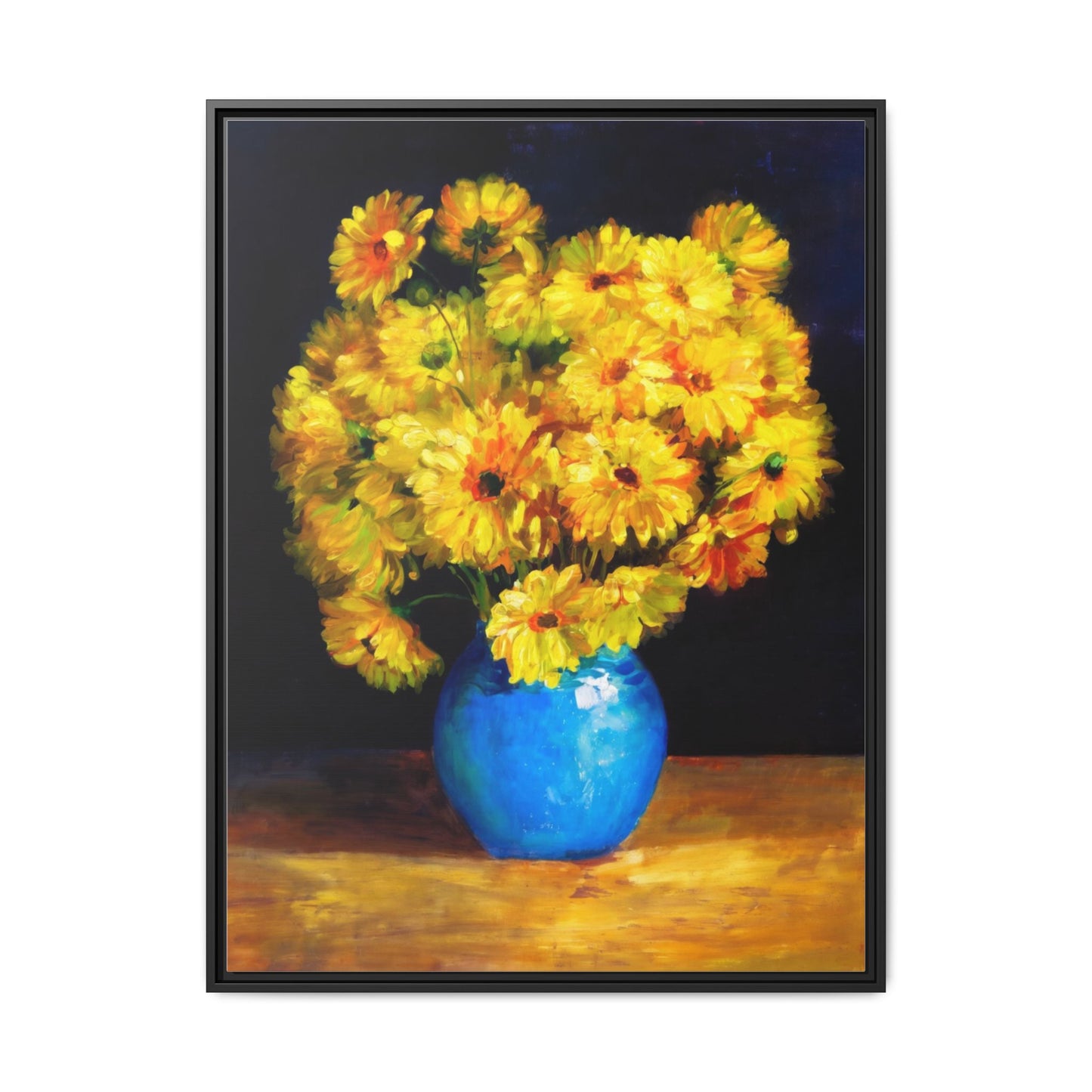 Yellow Daisy Bouquet Matte Canvas Framed Wall Art