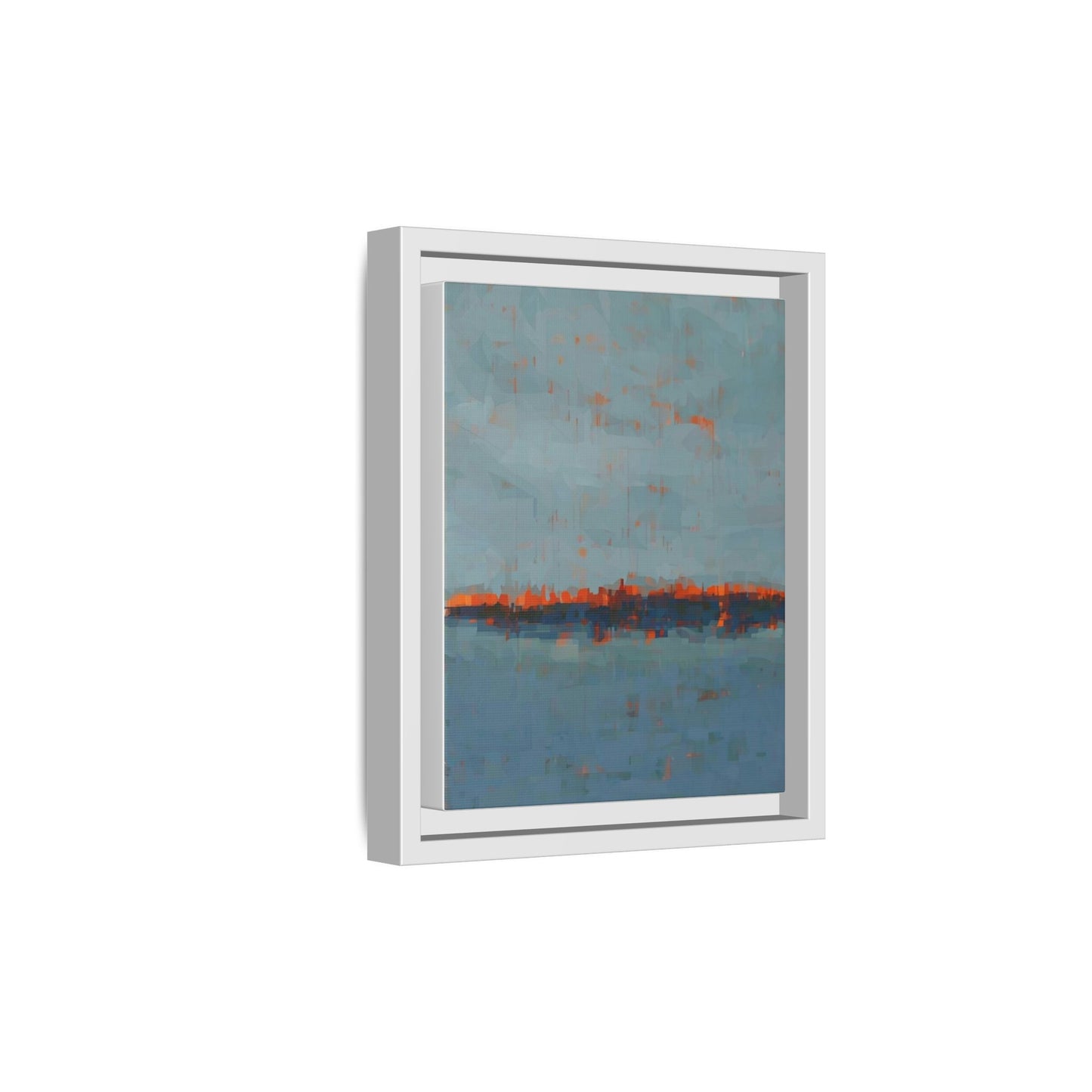 Framed Canvas Art — Teal & Orange Abstract Seascape