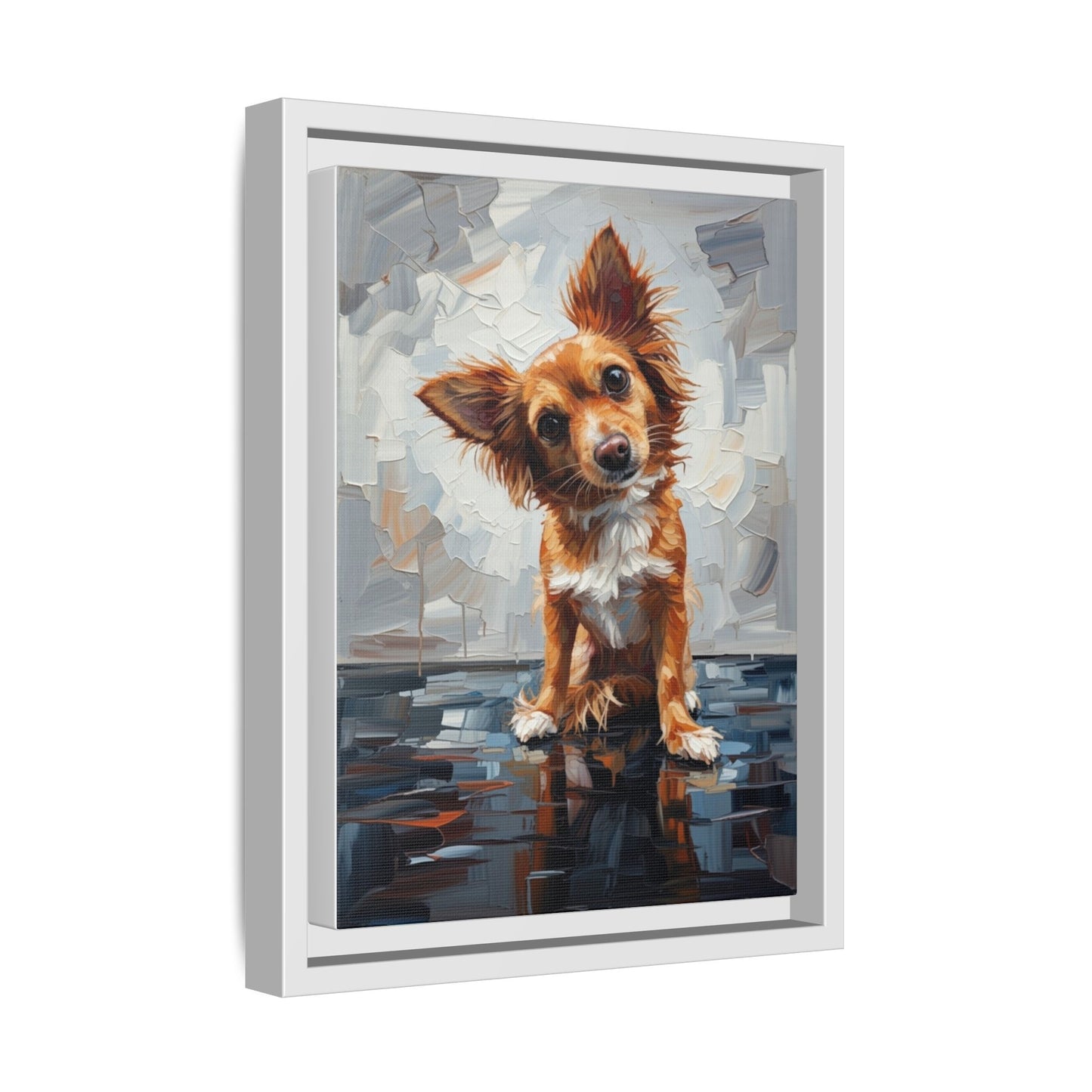 Framed Matte Canvas Print — Playful Brown Dog Portrait