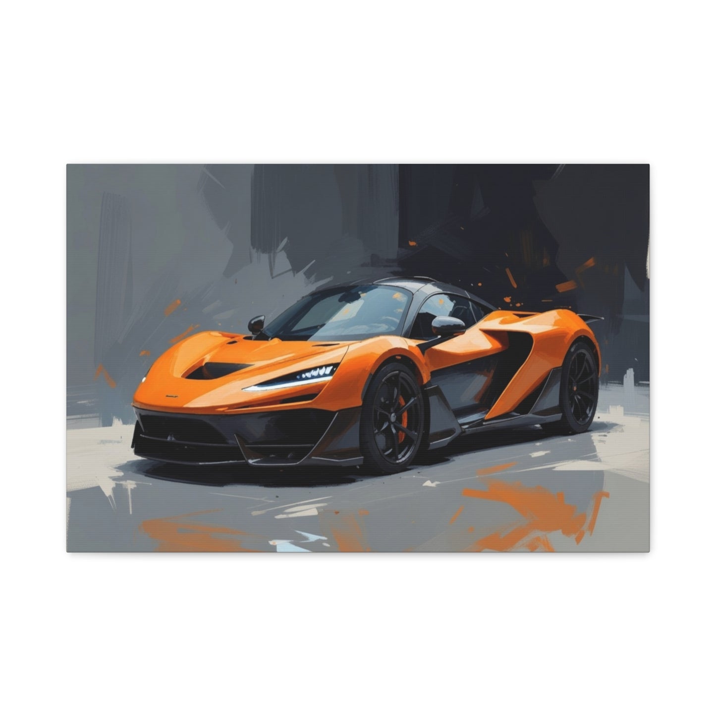 Orange Supercar Matte Canvas Wall Art – Stretched 1.25" Sports Car Print