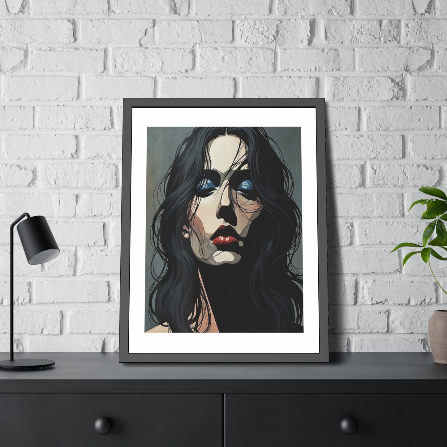 Framed Poster — Moody Portrait Art Print (Dark Feminine Wall Decor)