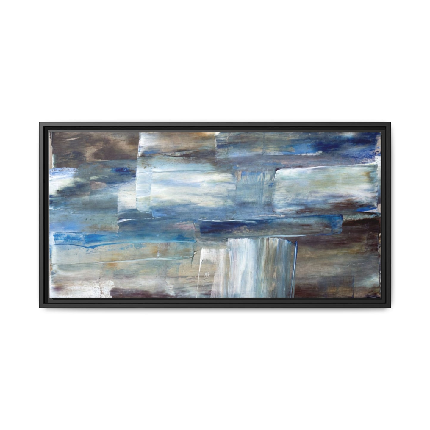 Abstract Blue Coastal Matte Canvas Framed Wall Art