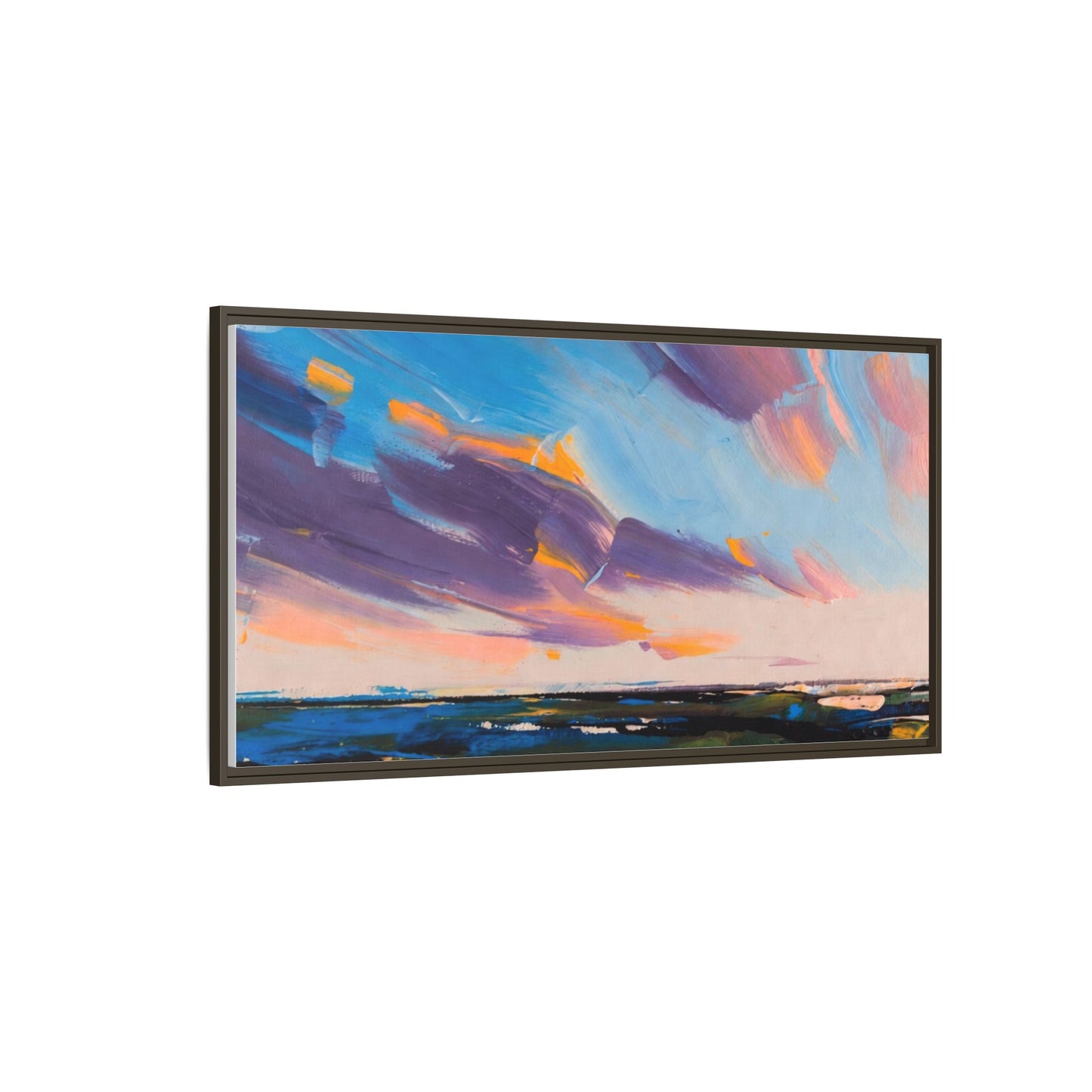 Framed Matte Canvas Abstract Seascape Sunset Art Print