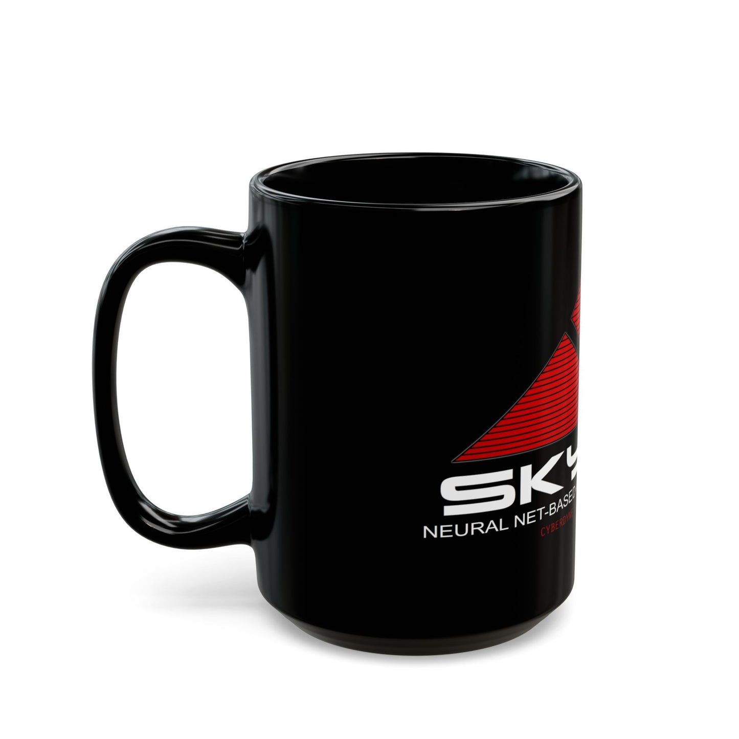 Skynet Logo Black Mug — Sci‑Fi AI Coffee Cup (11oz & 15oz)