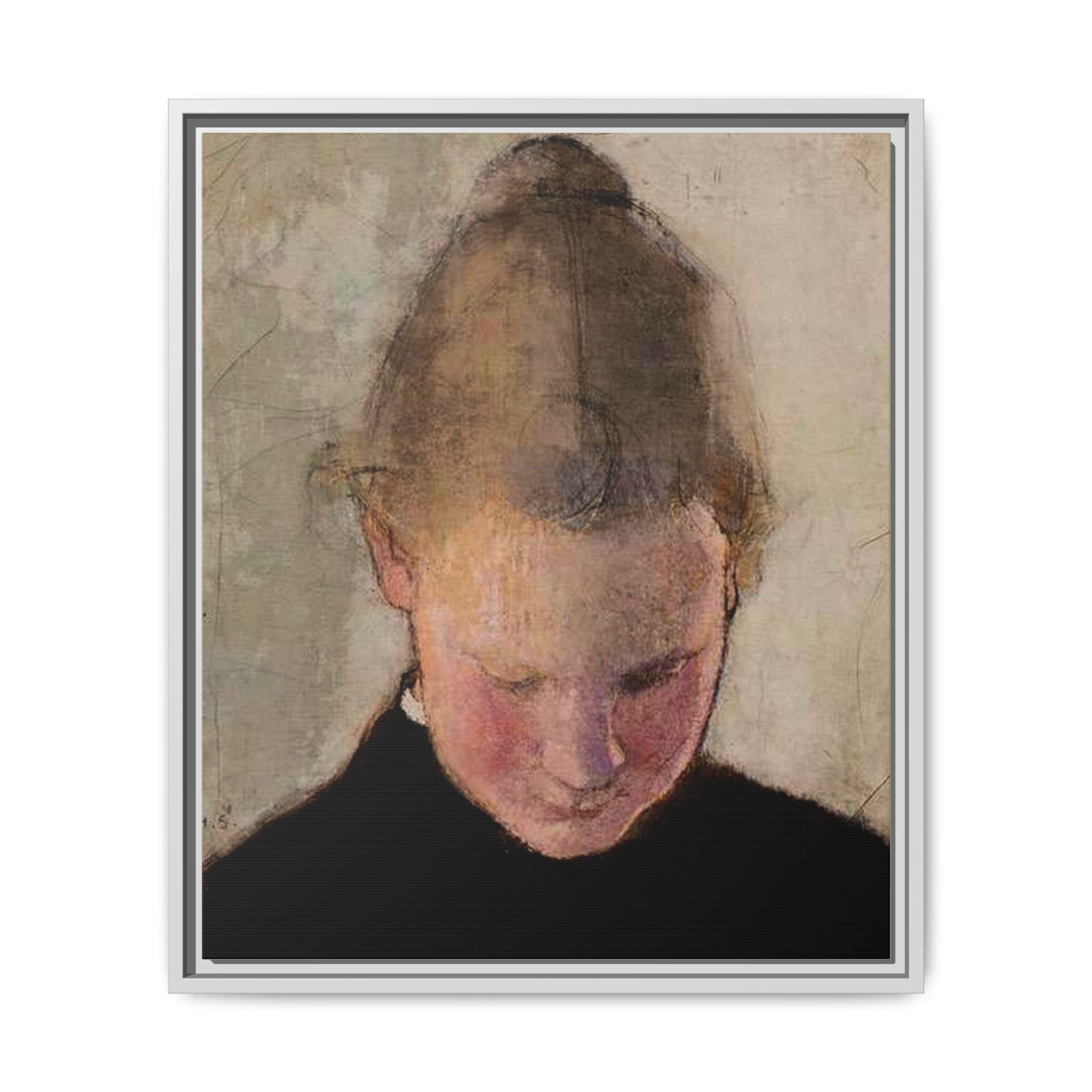 Lukeva tytto by Helena Schjerfbeck Framed Matte Canvas Art Print