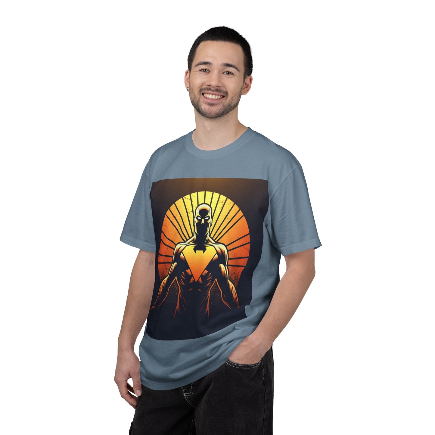 Superhero Sunrise T-Shirt — Bold Chest Emblem Graphic