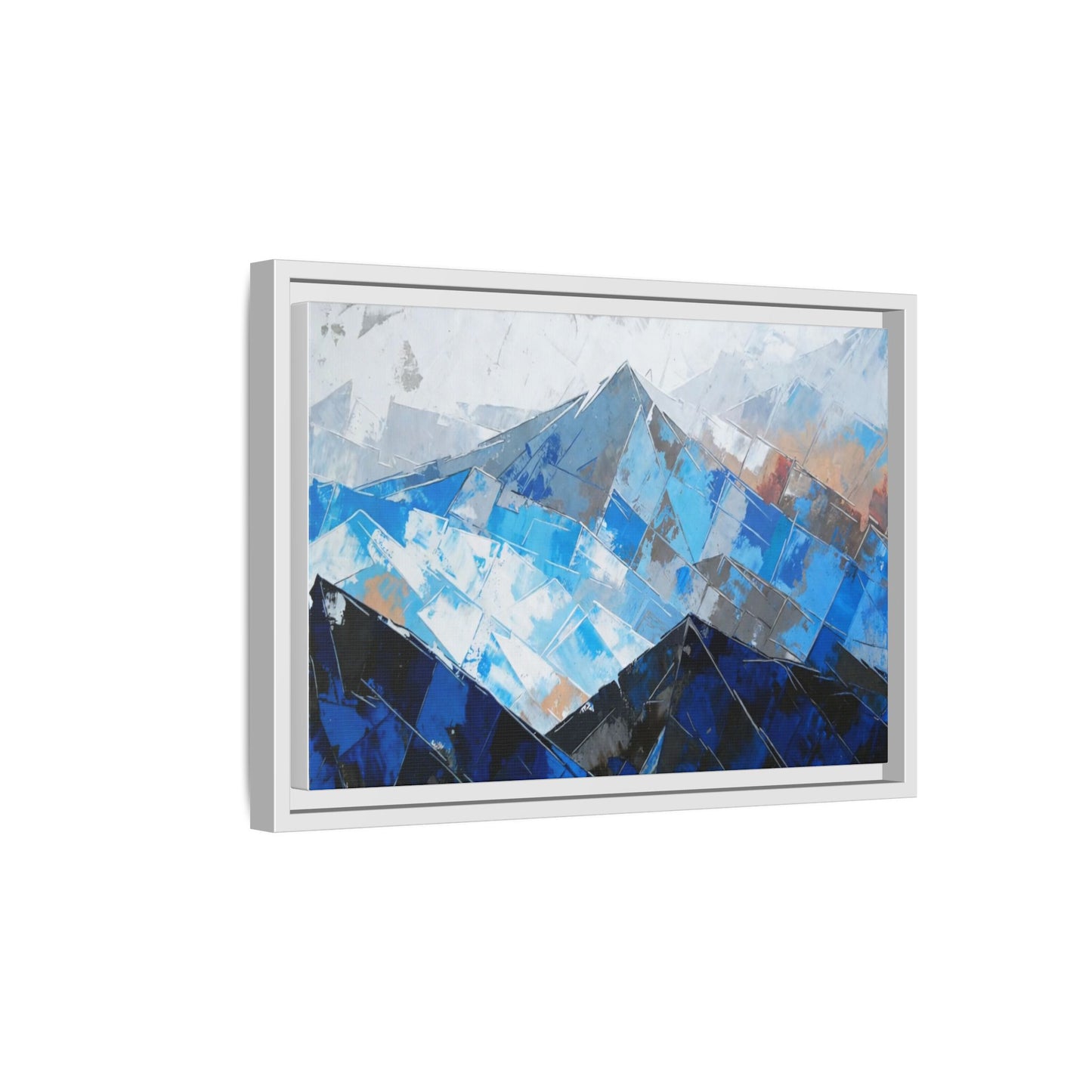 Framed Matte Canvas Blue Mountain Abstract Wall Art