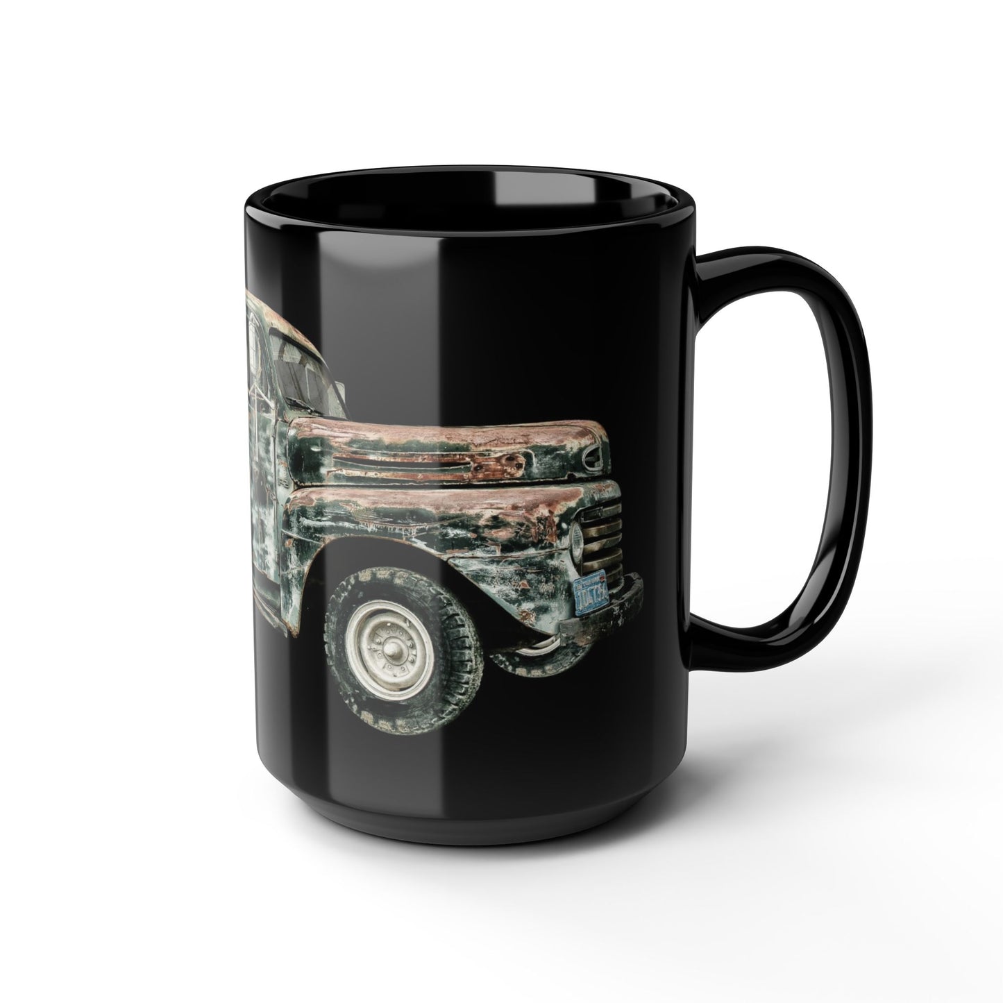 Vintage Rusty Truck Black Coffee Mug — Retro Classic Pickup Gift