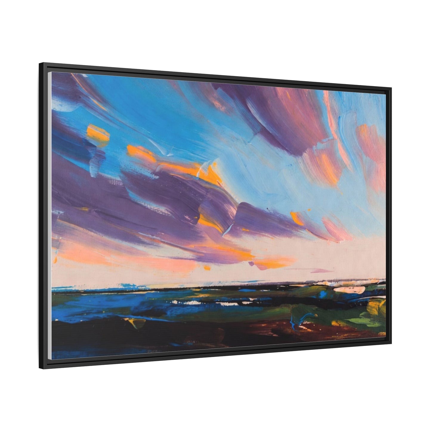 Framed Matte Canvas Abstract Seascape Sunset Art Print