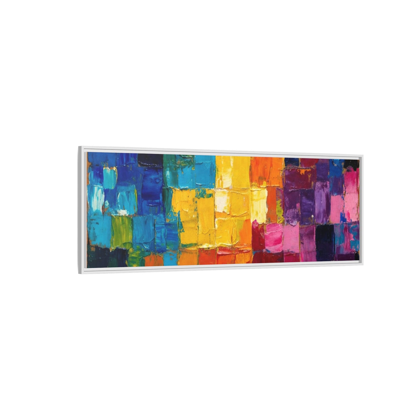 Abstract Rainbow Mosaic Framed Canvas Print — Colorful Modern Wall Art