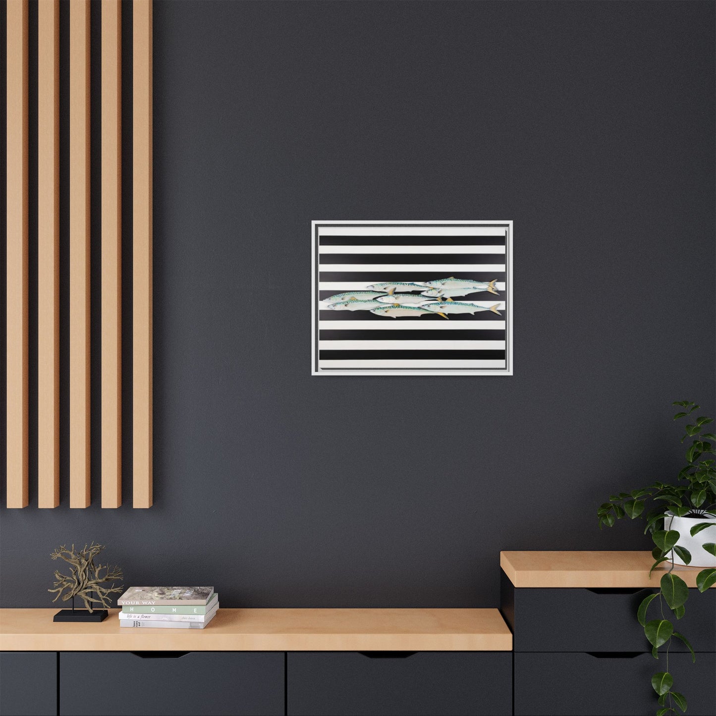 Striped Mackerel Canvas Print — Framed Matte Fish Wall Art