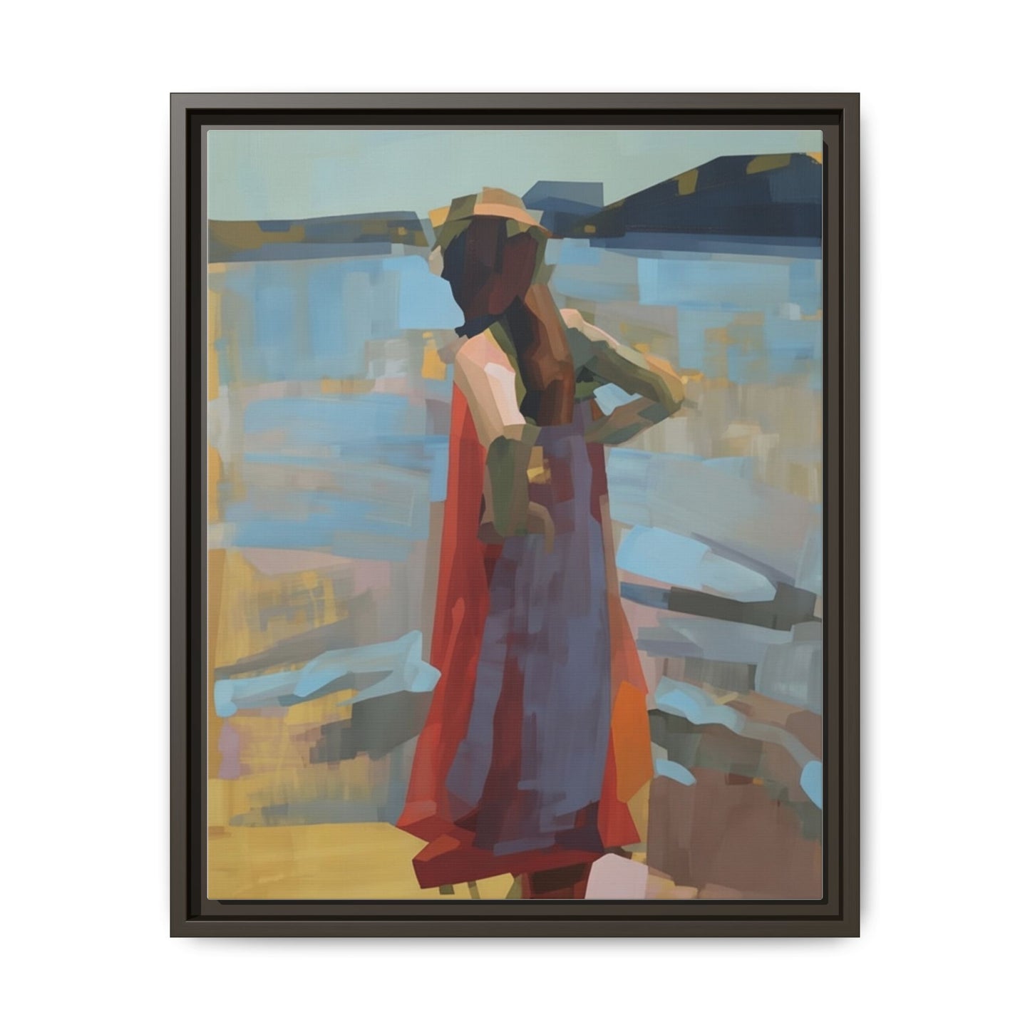 Framed Matte Canvas Print — Coastal Woman Abstract Art