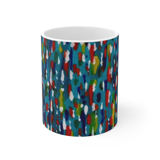 Abstract Color Splash Mug — Blue Multicolor Artistic Coffee Cup