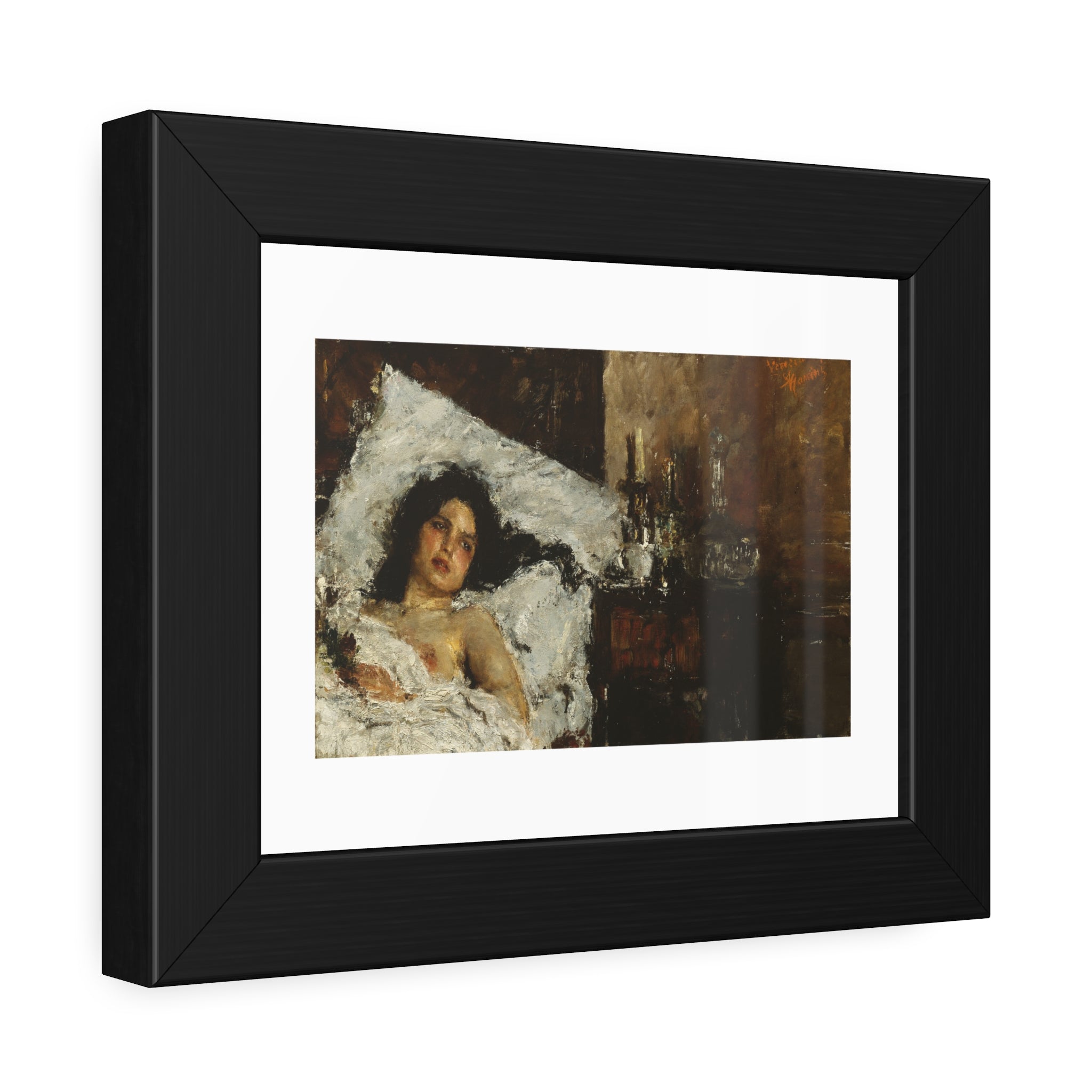 Resting by Antonio Mancini  Framed Poster Wall Art Print
