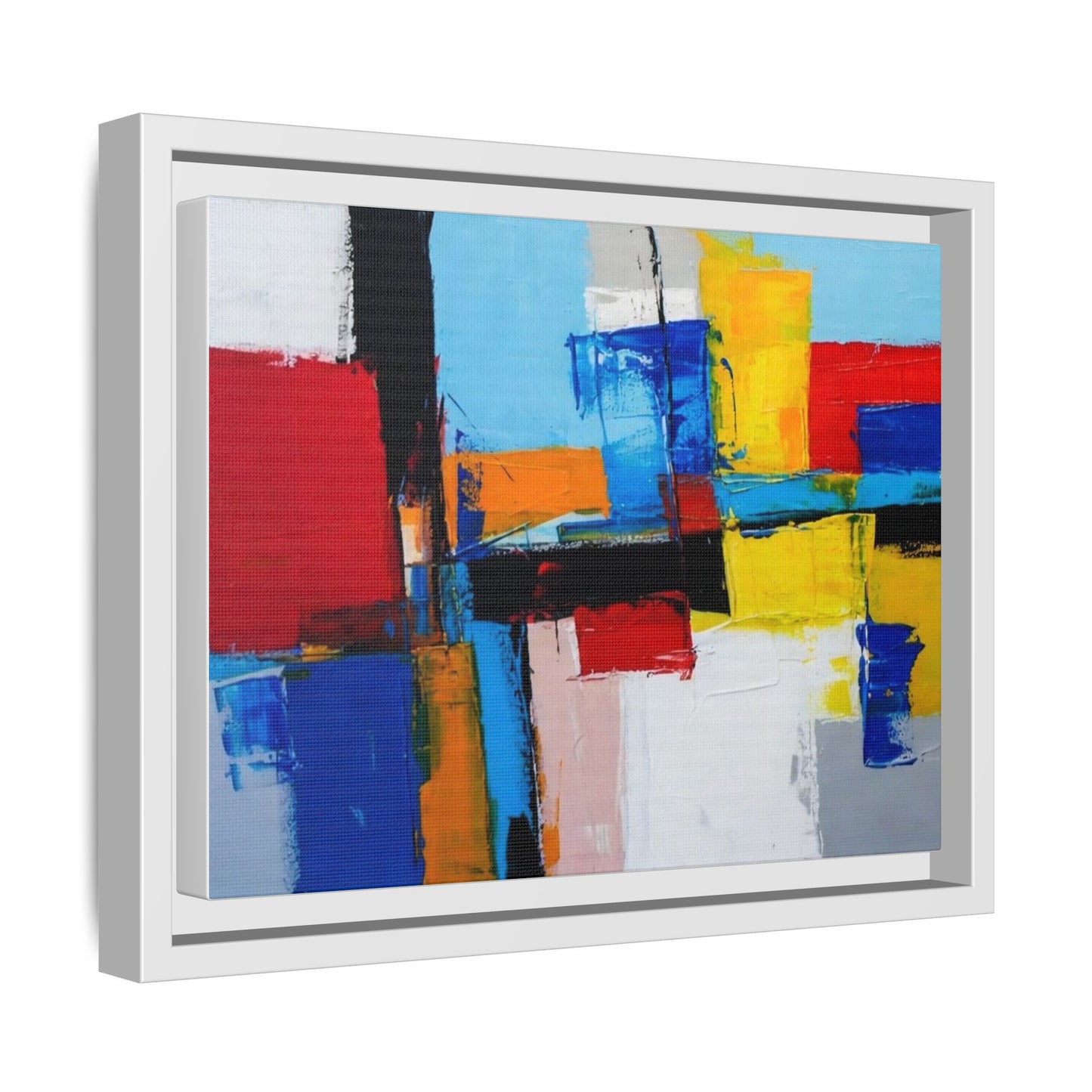 Abstract Color Block Matte Canvas Framed Wall Art