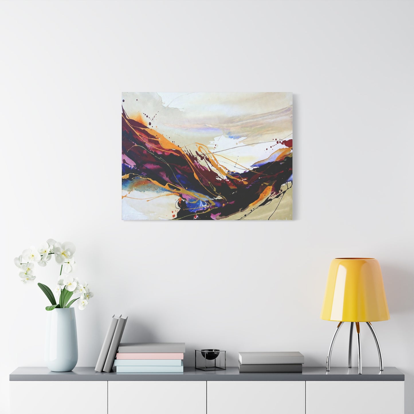 Abstract Color Flow Matte Stretched Canvas – Vibrant Modern Wall Art