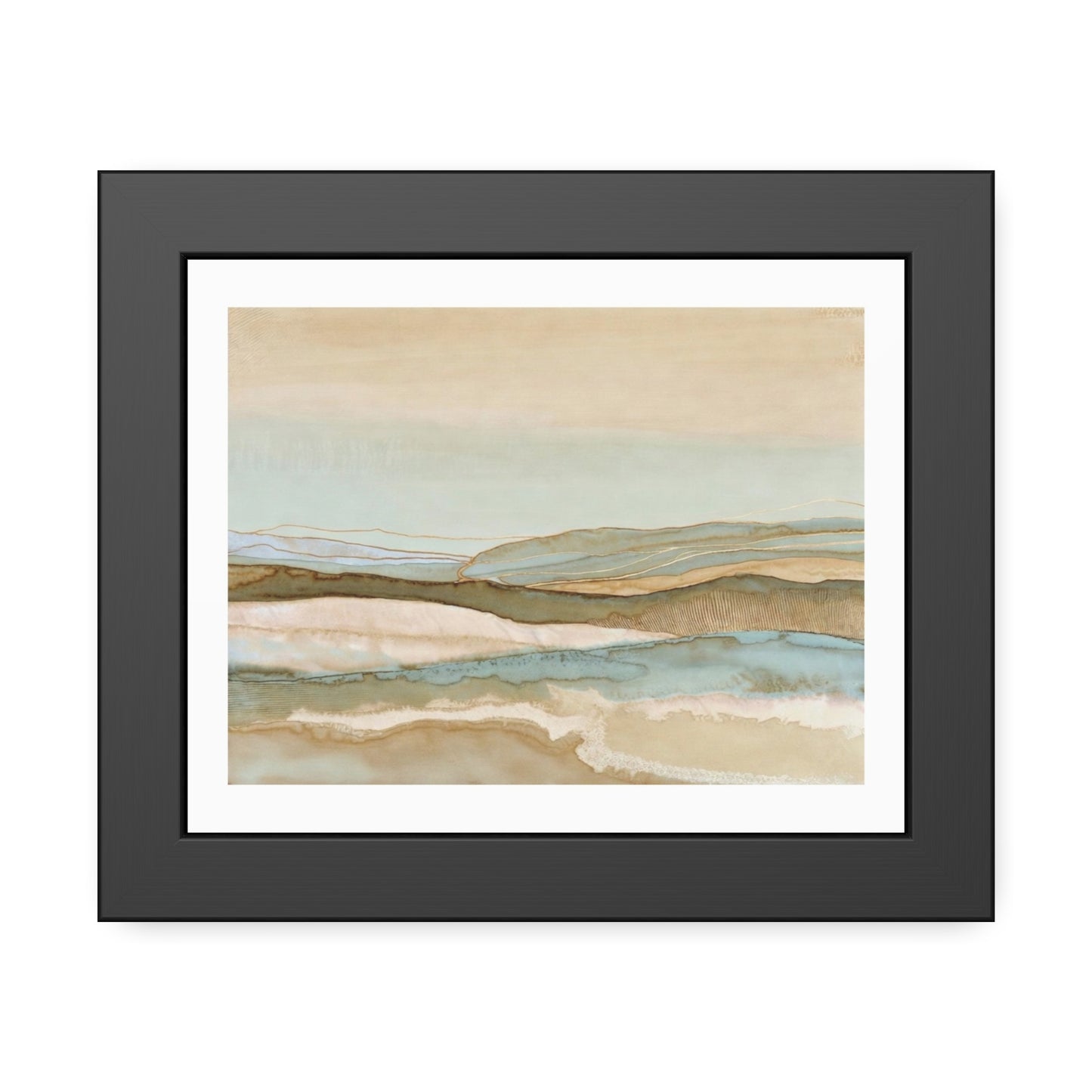 Framed Abstract Landscape Poster — Coastal Watercolor Wall Art