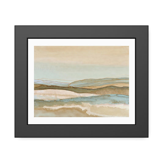 Framed Abstract Landscape Poster — Coastal Watercolor Wall Art