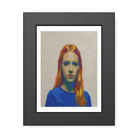 Framed Art Print — Colorful Portrait of Red-Haired Woman, Modern Pop Portrait Wall Art
