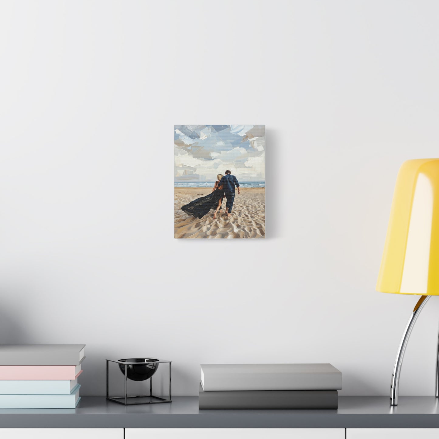 Beach Couple Canvas Print — Romantic Seaside Wall Art, Matte Stretched 1.25"