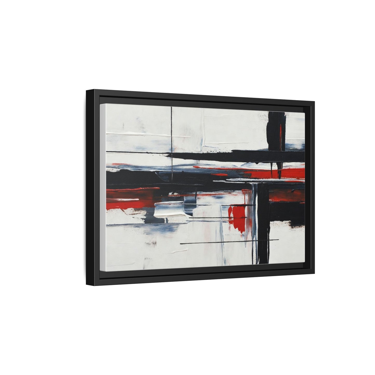 Abstract Red & Black Framed Canvas Art — Modern Matte Wall Painting