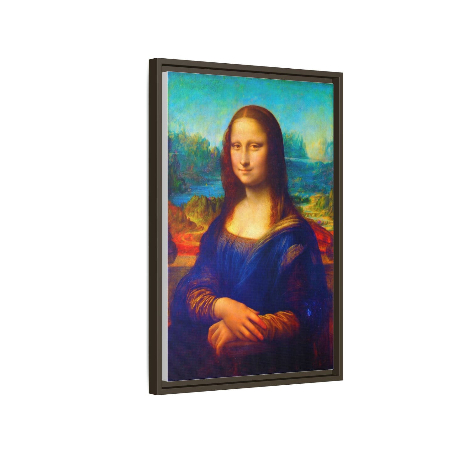 Framed Matte Canvas Print — Colorful Mona Lisa Wall Art