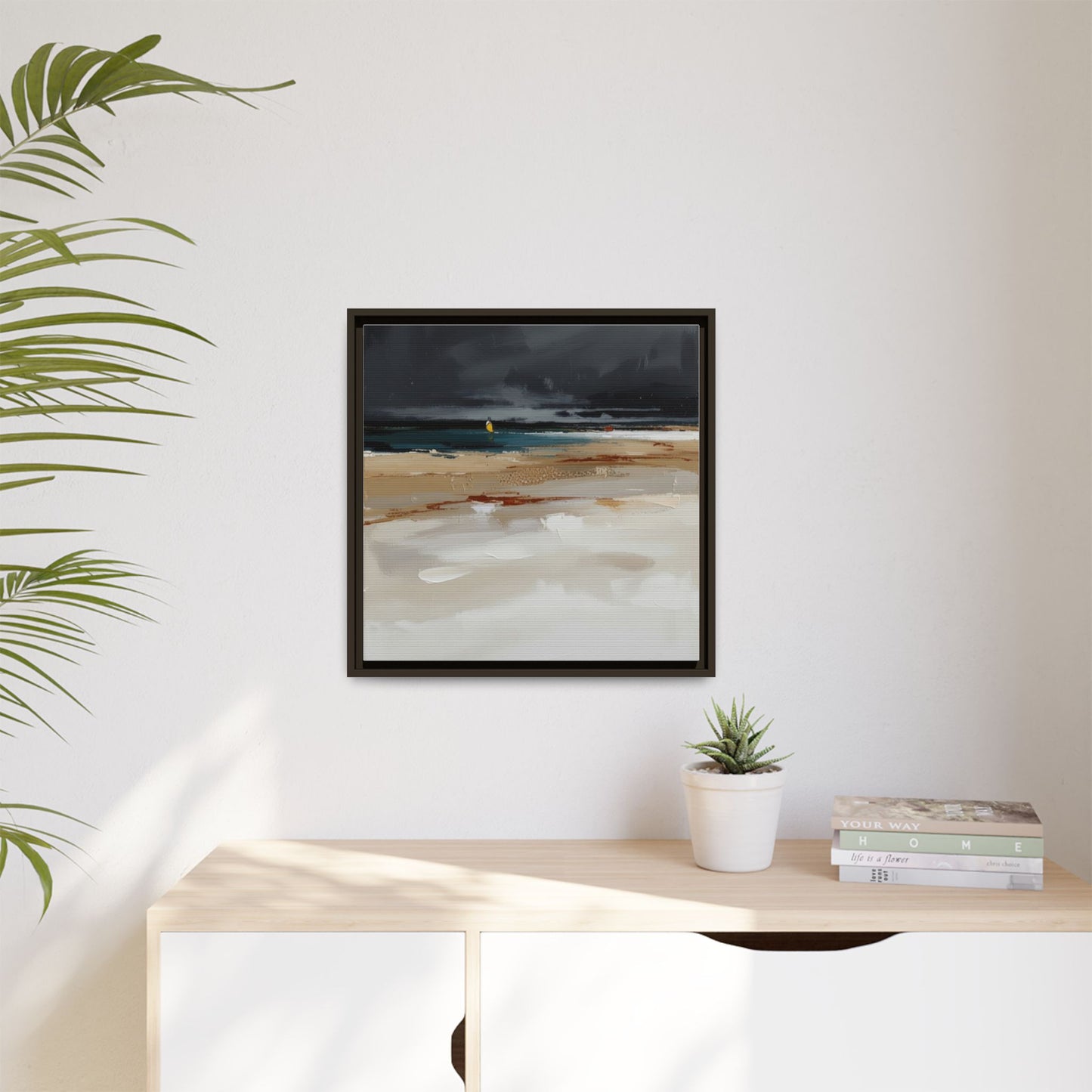 Framed Matte Canvas Beachscape Art Print — Coastal Abstract Wall Decor