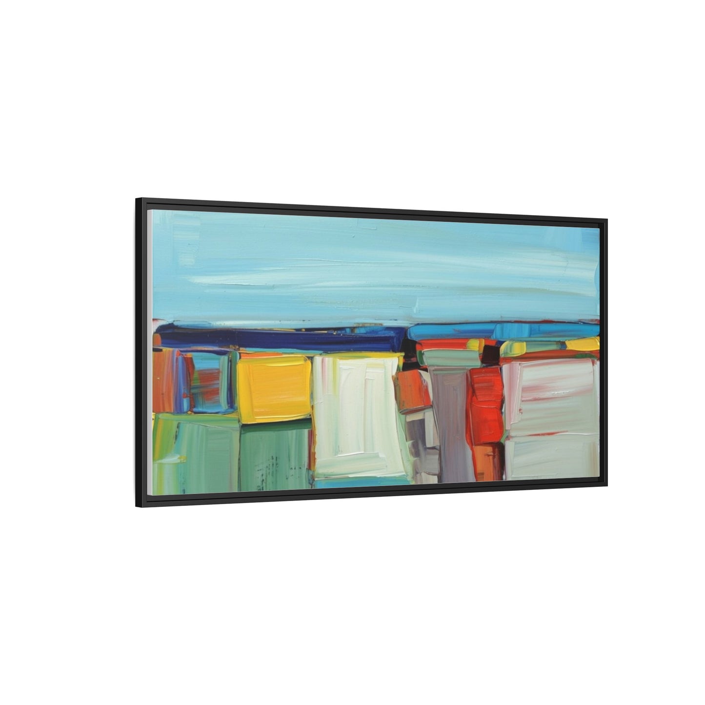 Abstract Coastal Blocks Matte Canvas Print (Framed)