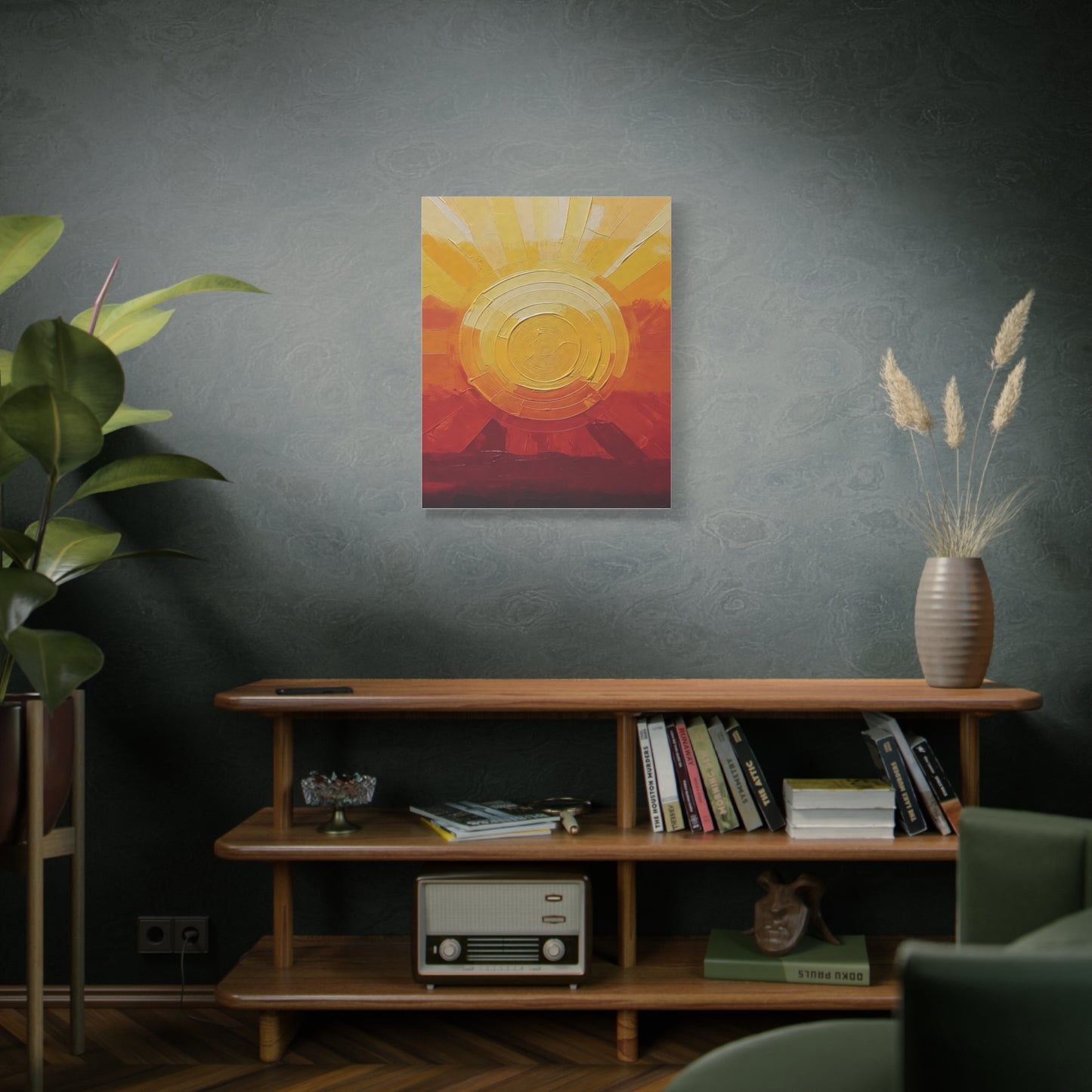 Abstract Sunrise Canvas Wall Art — Warm Sunrise Texture Matte Stretched Canvas
