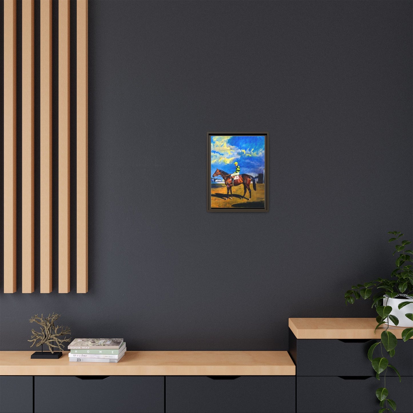 Framed Matte Canvas — Jockey on Racehorse Vintage Equestrian Wall Art