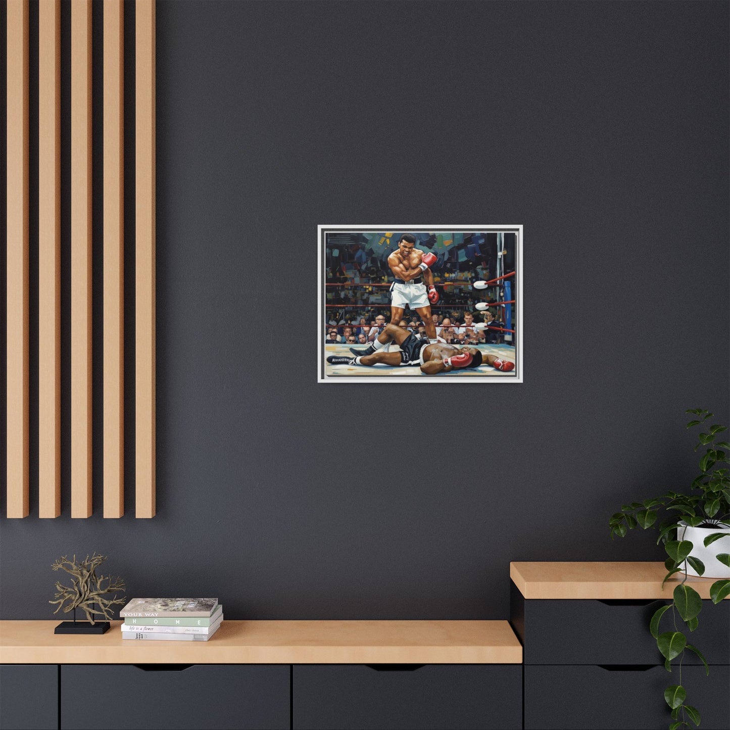Framed Boxing Ring Canvas Print — Muhammad Ali Iconic Knockout Sport Art