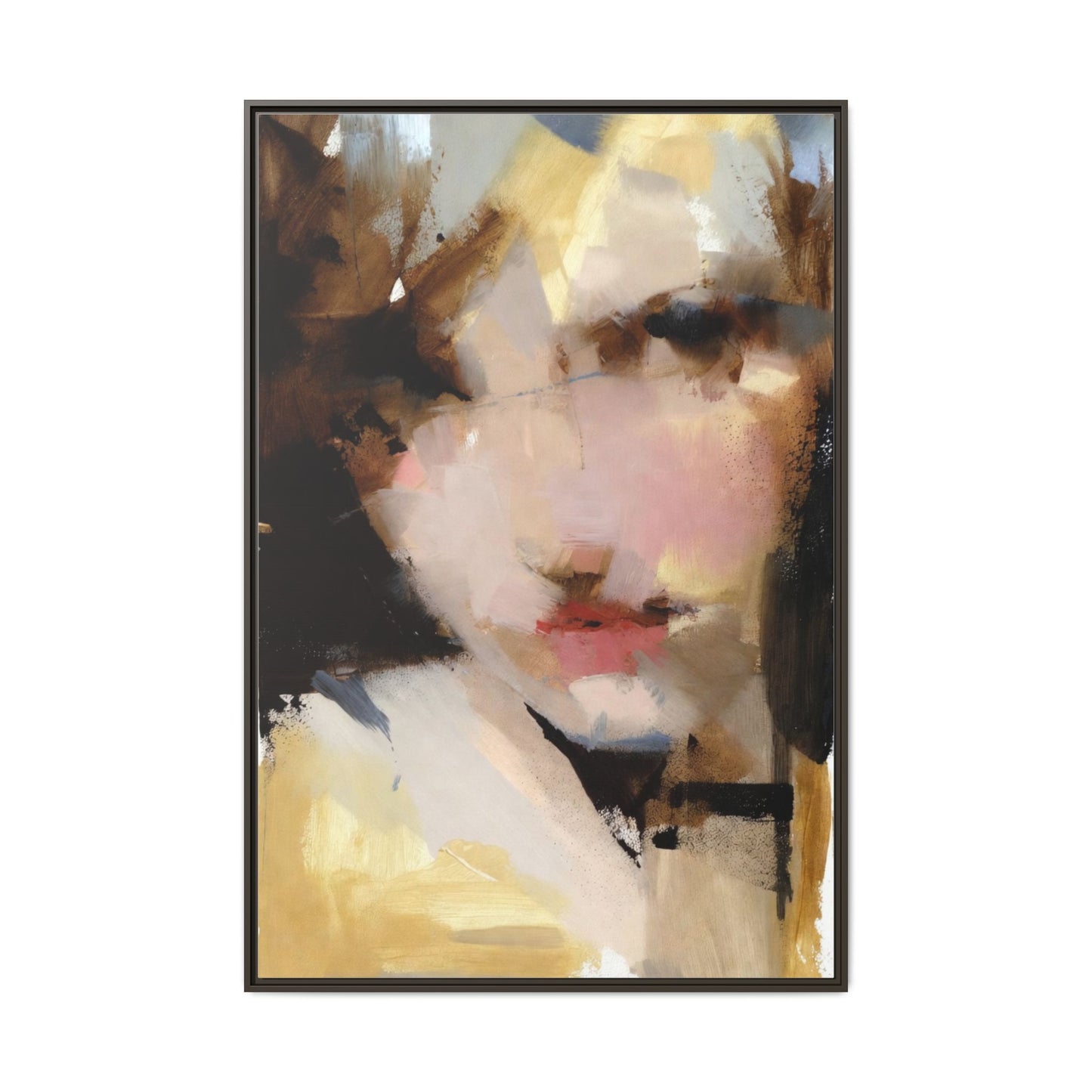 Abstract Portrait Matte Canvas Framed Print — Modern Feminine Wall Art