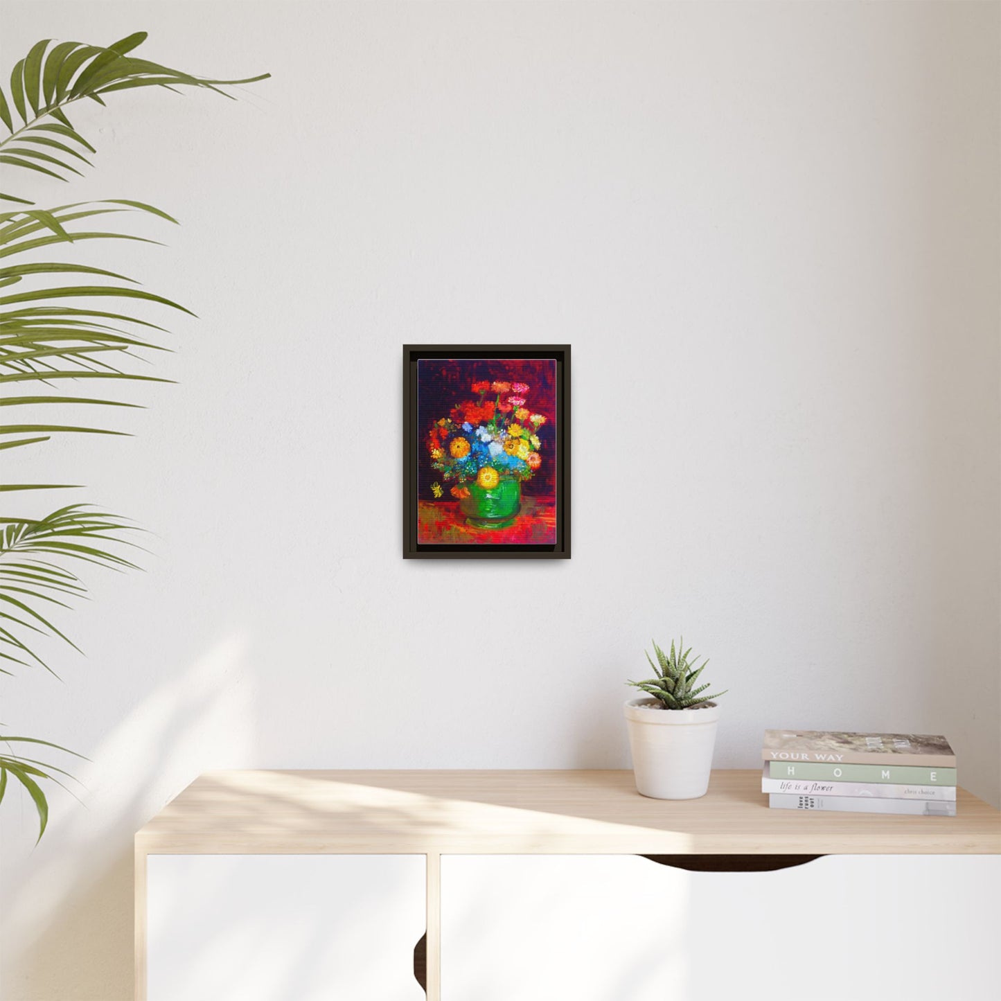 Framed Floral Canvas Print — Colorful Bouquet Wall Art
