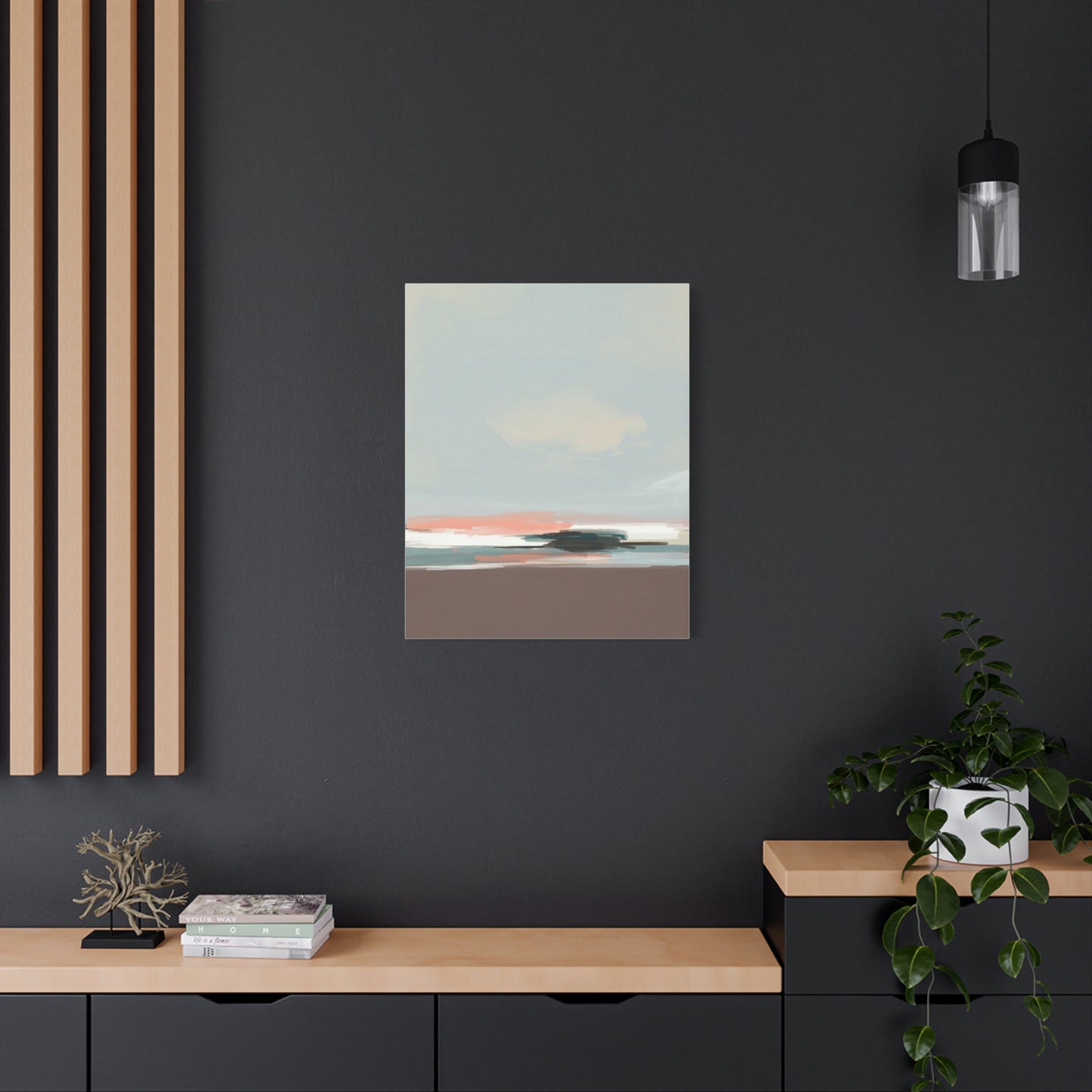 Coastal Abstract Canvas Art – Soft Pastel Seascape Matte Stretched Canvas