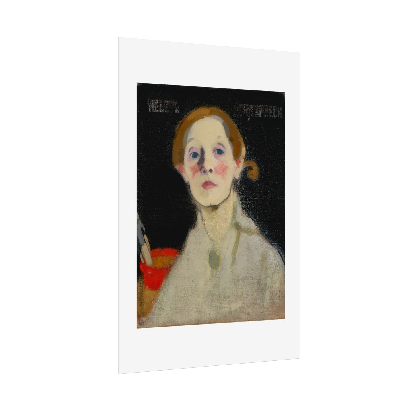 Self-Portrait Black Background by Helene Schjerfbeck Wall Art Print