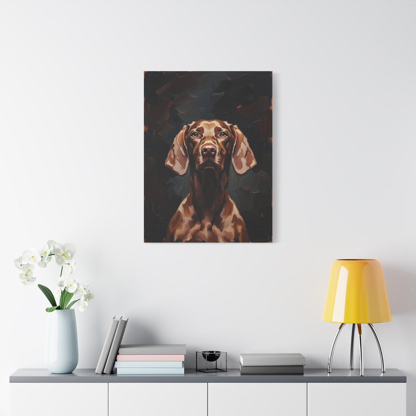 Chocolate Vizsla Canvas Wall Art — Matte Stretched Dog Portrait