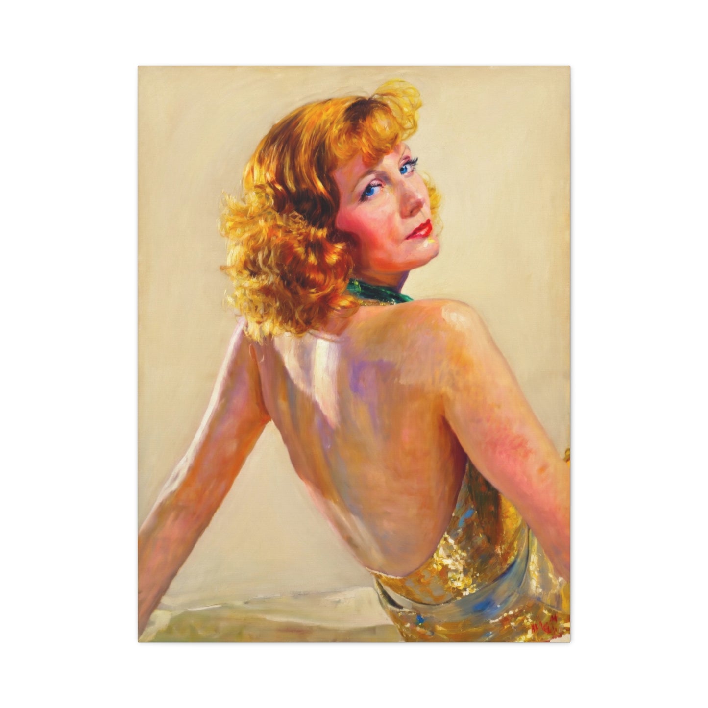 Vintage Greta Garbo Glam Portrait Canvas